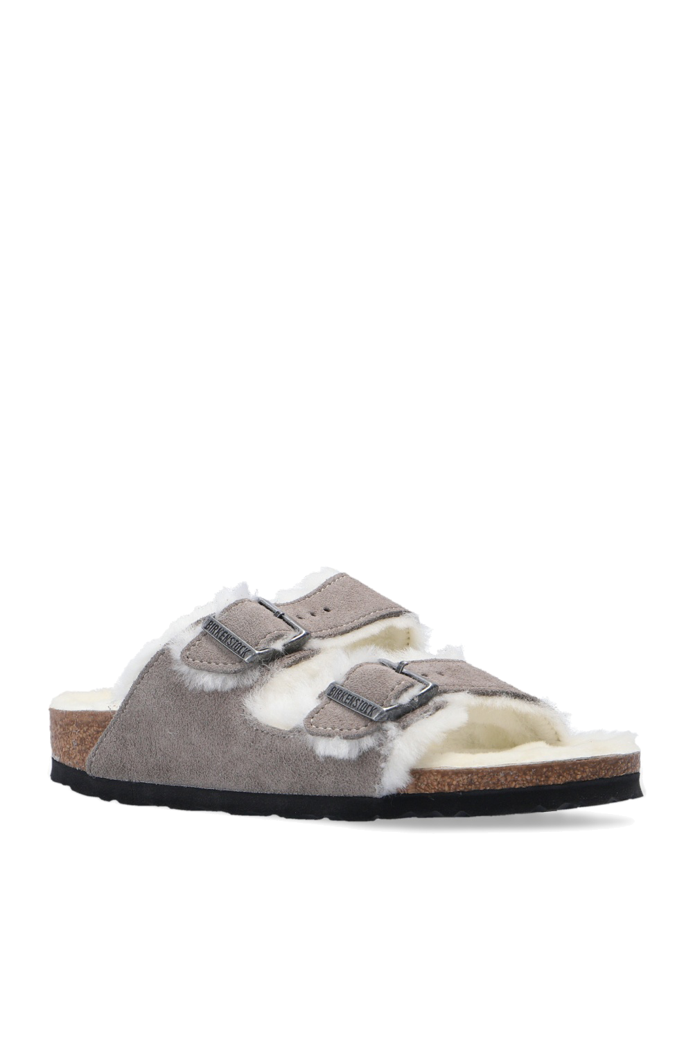 Grey fur birkenstock on sale